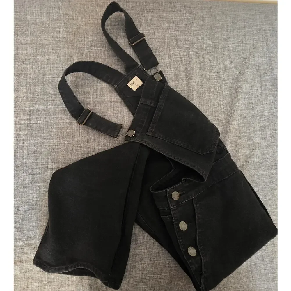 GAP 1969 Edgy Black Denim Overalls Women's SZ 27 (S/XS) Granola girl Gorpcore - Picture 4 of 6